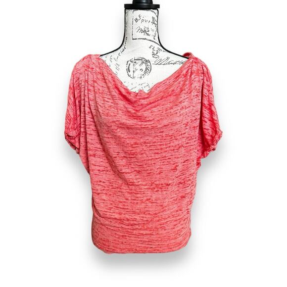 We the Free People Cowl Neck Coral Dolman Sleeve Space Dye Slub Top Small NWOT - Picture 1 of 5